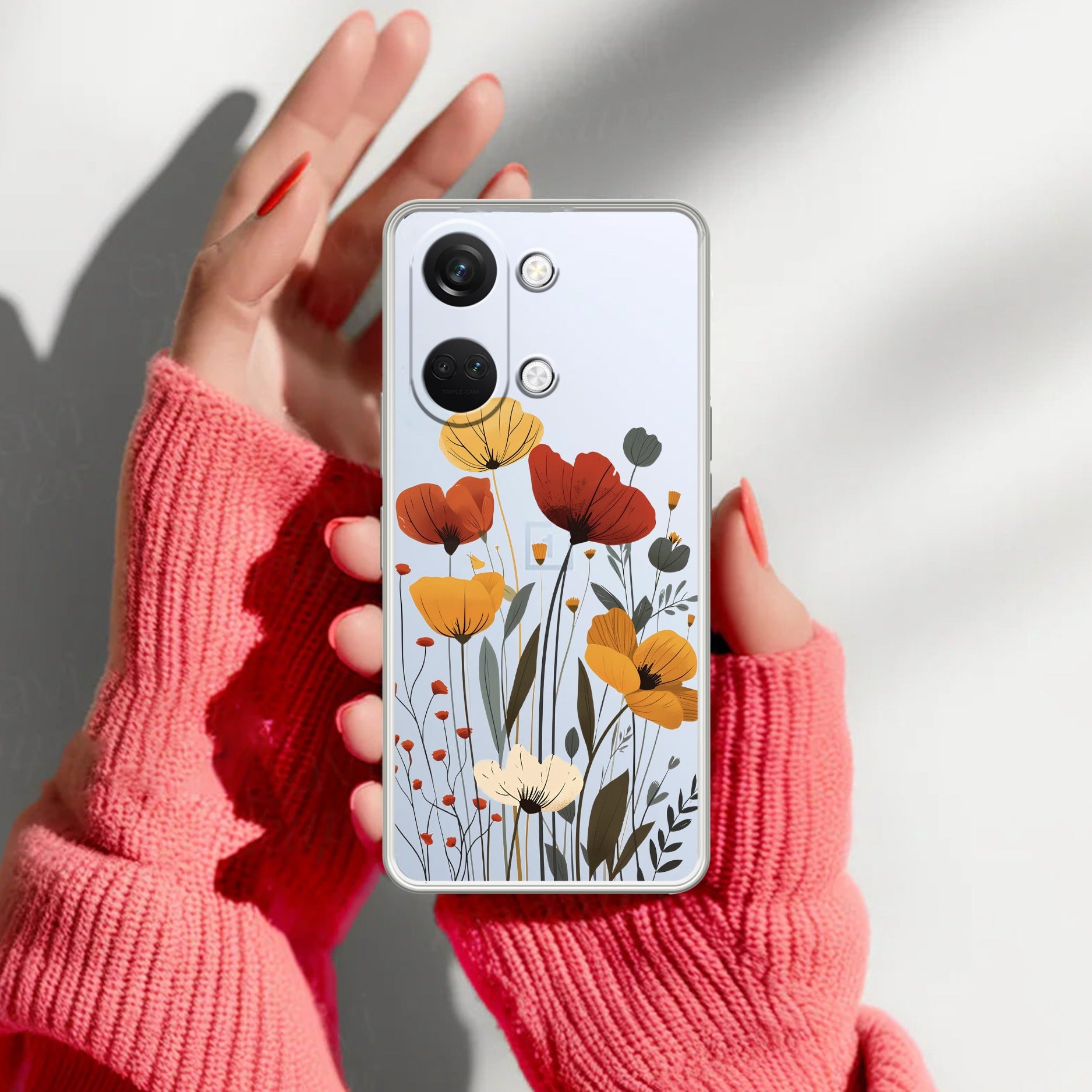 Vintage Wildflower Transparent Silicon Case For OnePlus
