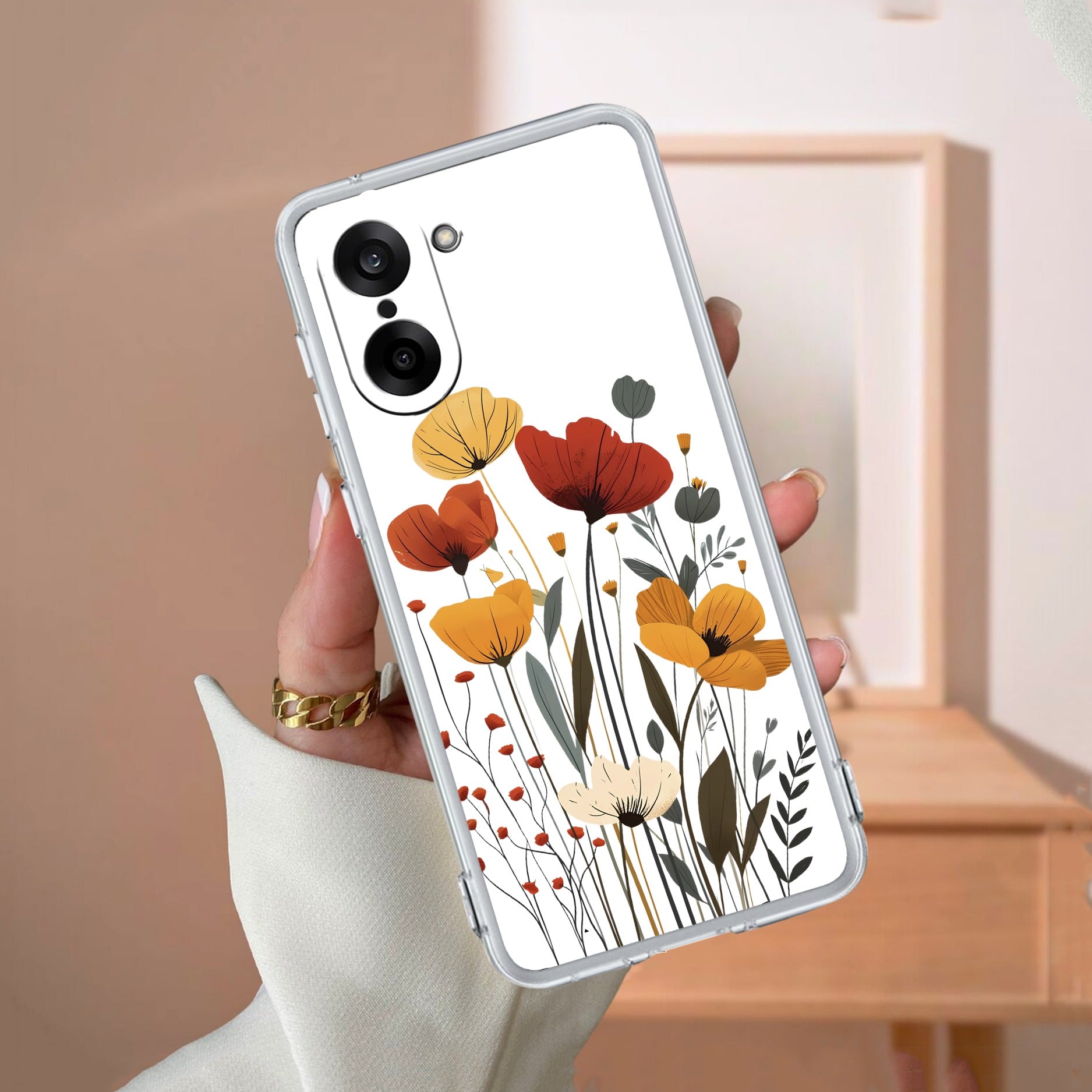 Vintage Wildflower Transparent Silicon Case For OnePlus