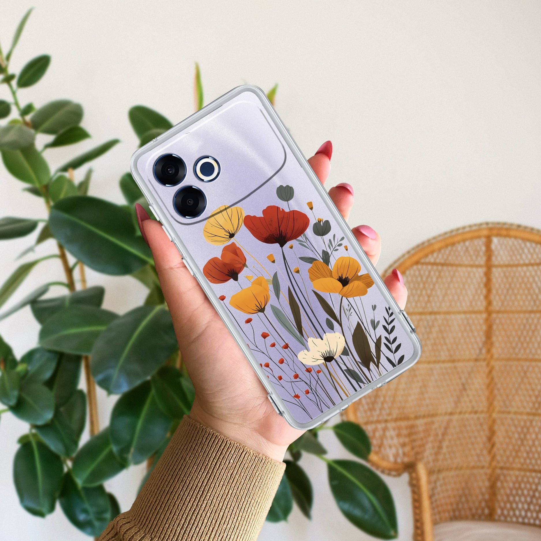 Vintage Wildflower Transparent Silicon Case For Oppo F33 Pro 5G