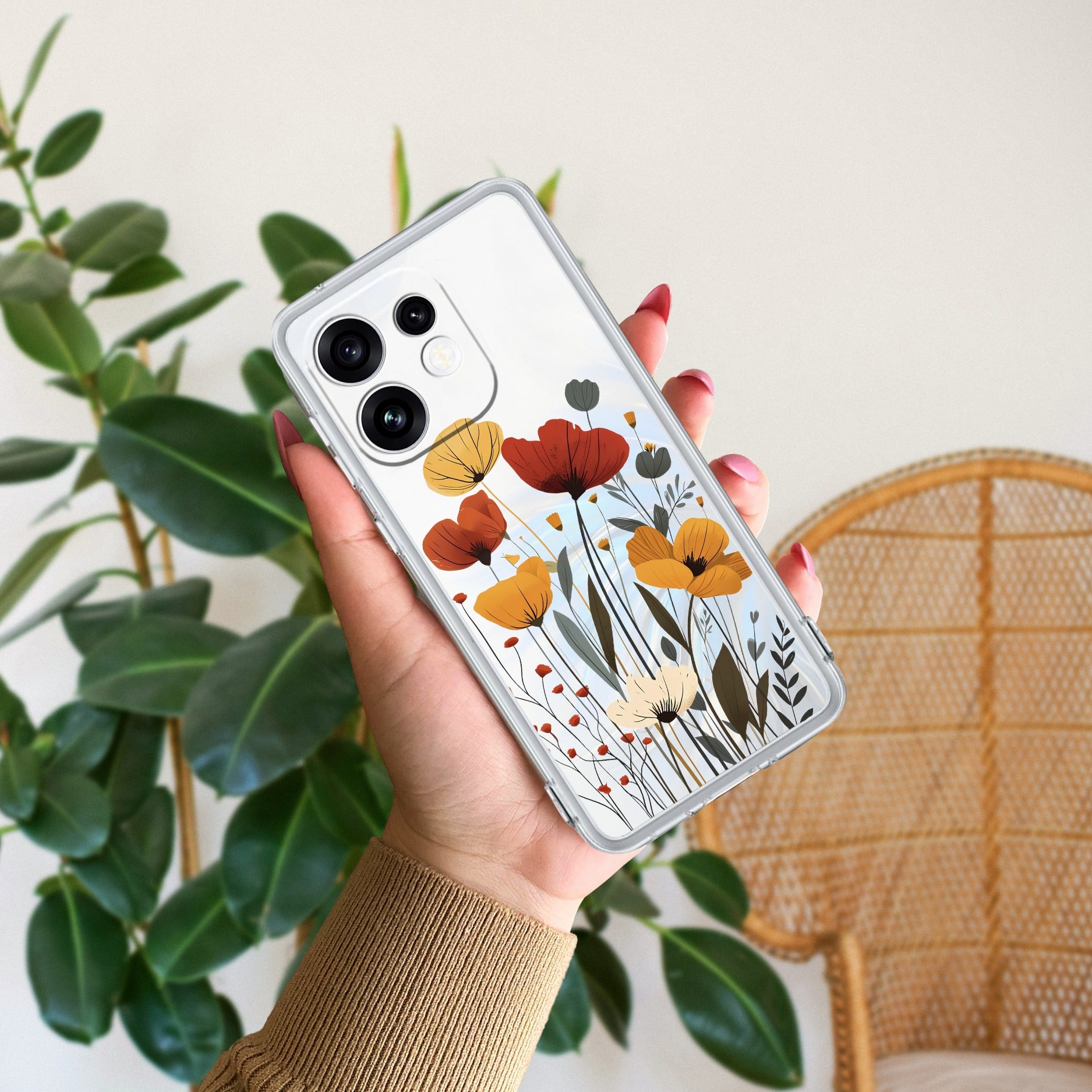 Vintage Wildflower Anti Yellow Case For Oppo Reno 16 5G