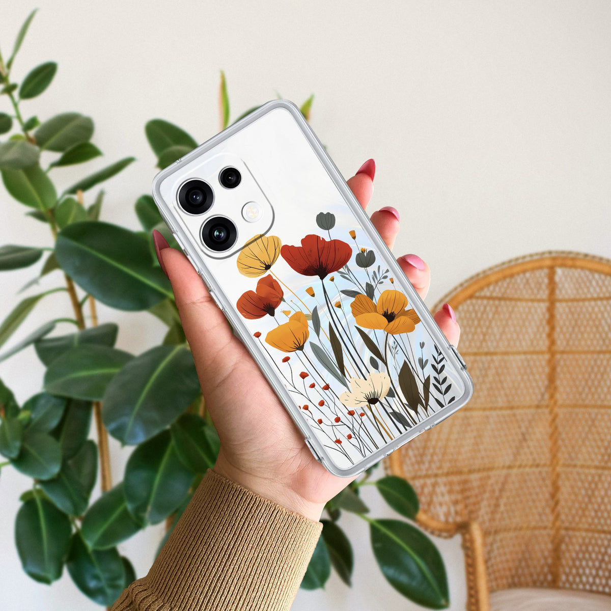 Vintage Wildflower Anti Yellow Case For Oppo Reno 16C 5G