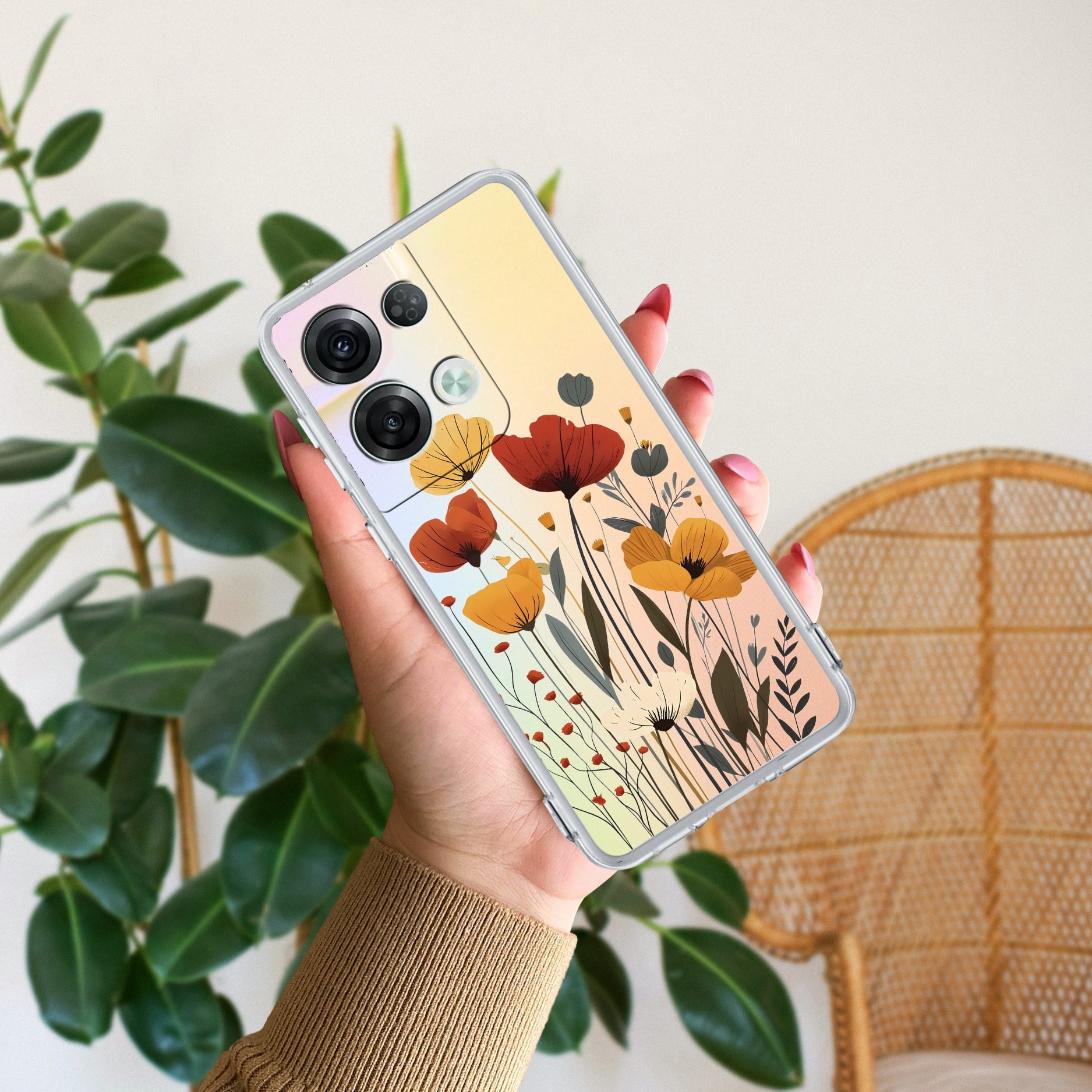 Vintage Wildflower Anti Yellow Case For Oppo Reno 8 5G