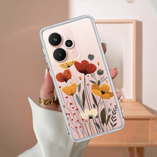 Vintage Wildflower Transparent Silicon Case For Realme/Narzo