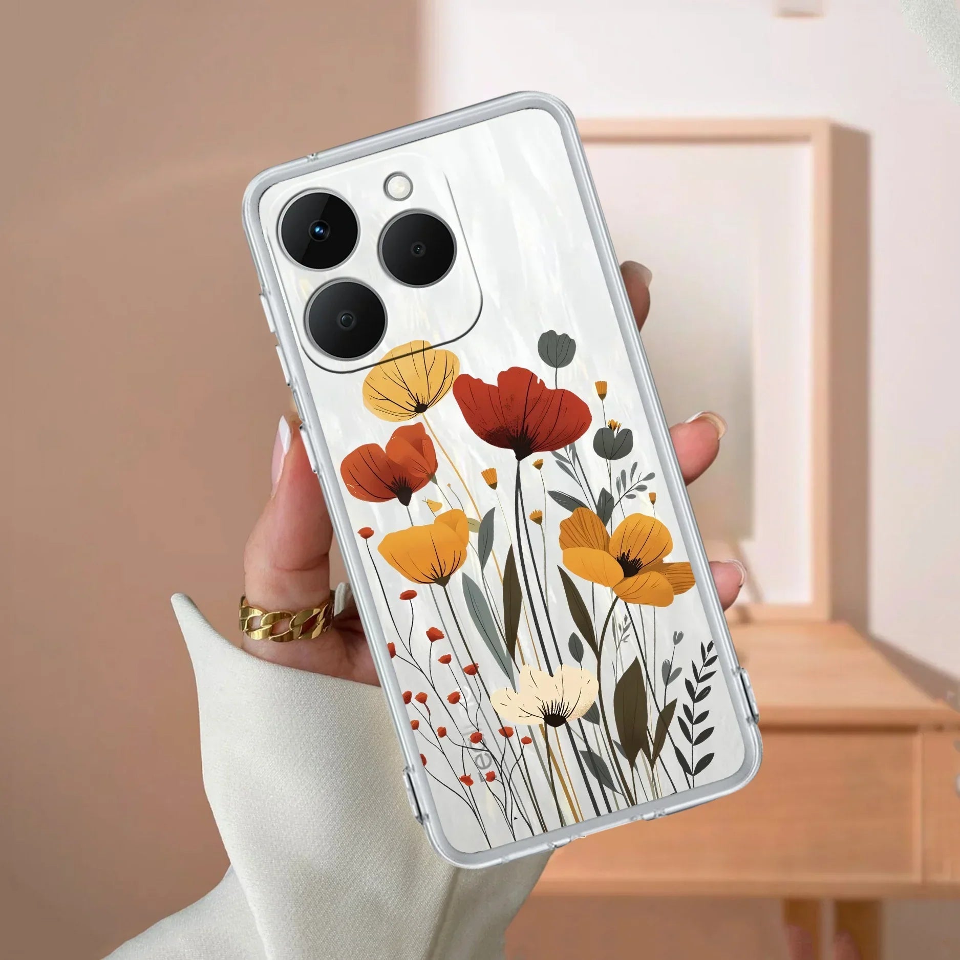 Vintage Wildflower Transparent Silicon Case For Realme 8 4G / Realme 8 Pro
