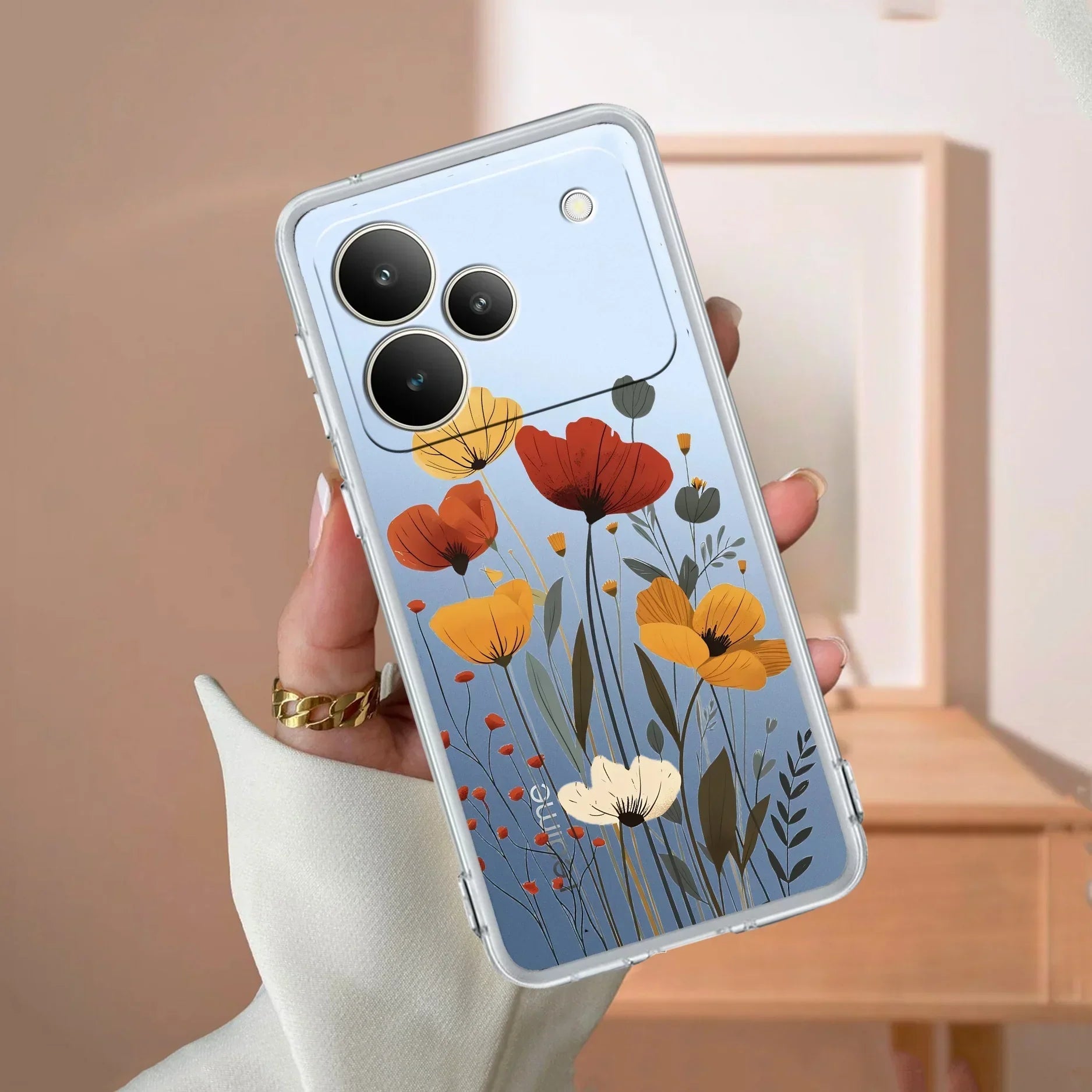 Vintage Wildflower Transparent Silicon Case For Realme P4 Pro 5G
