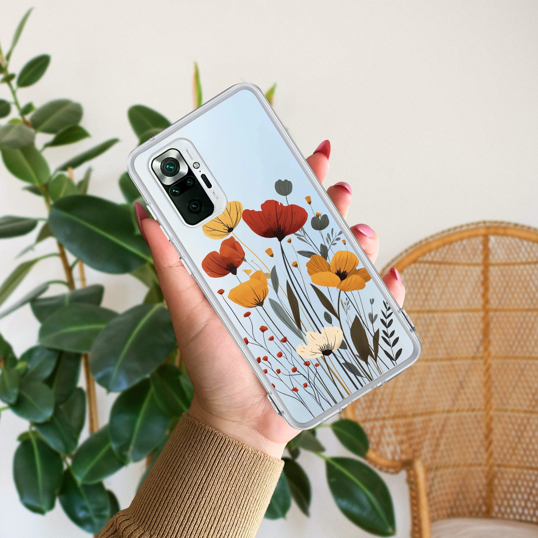 Vintage Wildflower Transparent Silicon Case For Redmi Note 9 Pro / Redmi Note 9 Pro Max / Redmi Note 10 lite