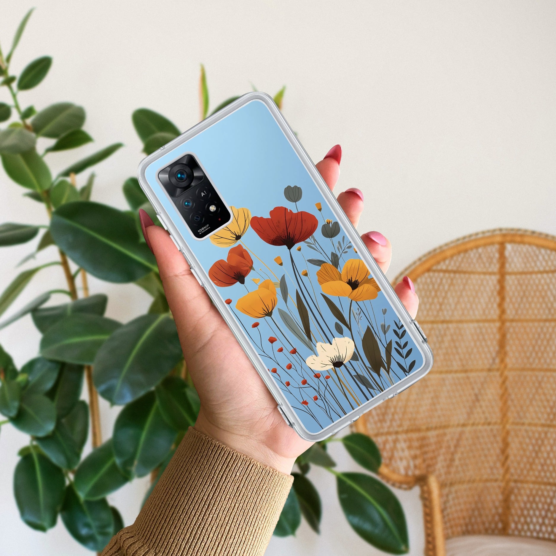 Vintage Wildflower Transparent Silicon Case For Redmi Note 11 Pro / Redmi Note 11 Pro Plus 5G