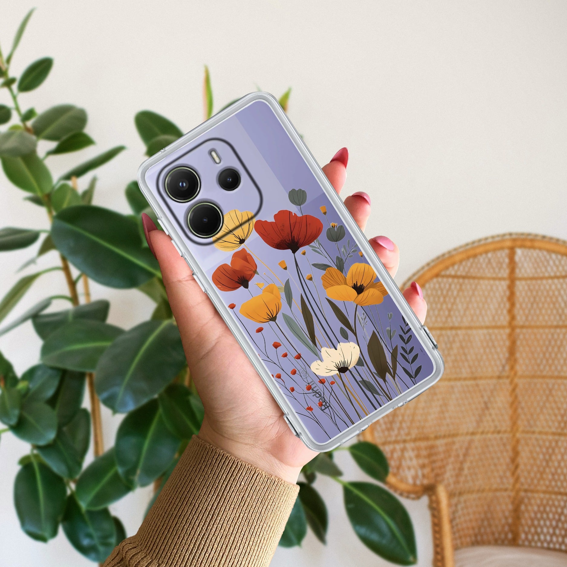 Vintage Wildflower Transparent Silicon Case For REDMI Note 14 SE 5G