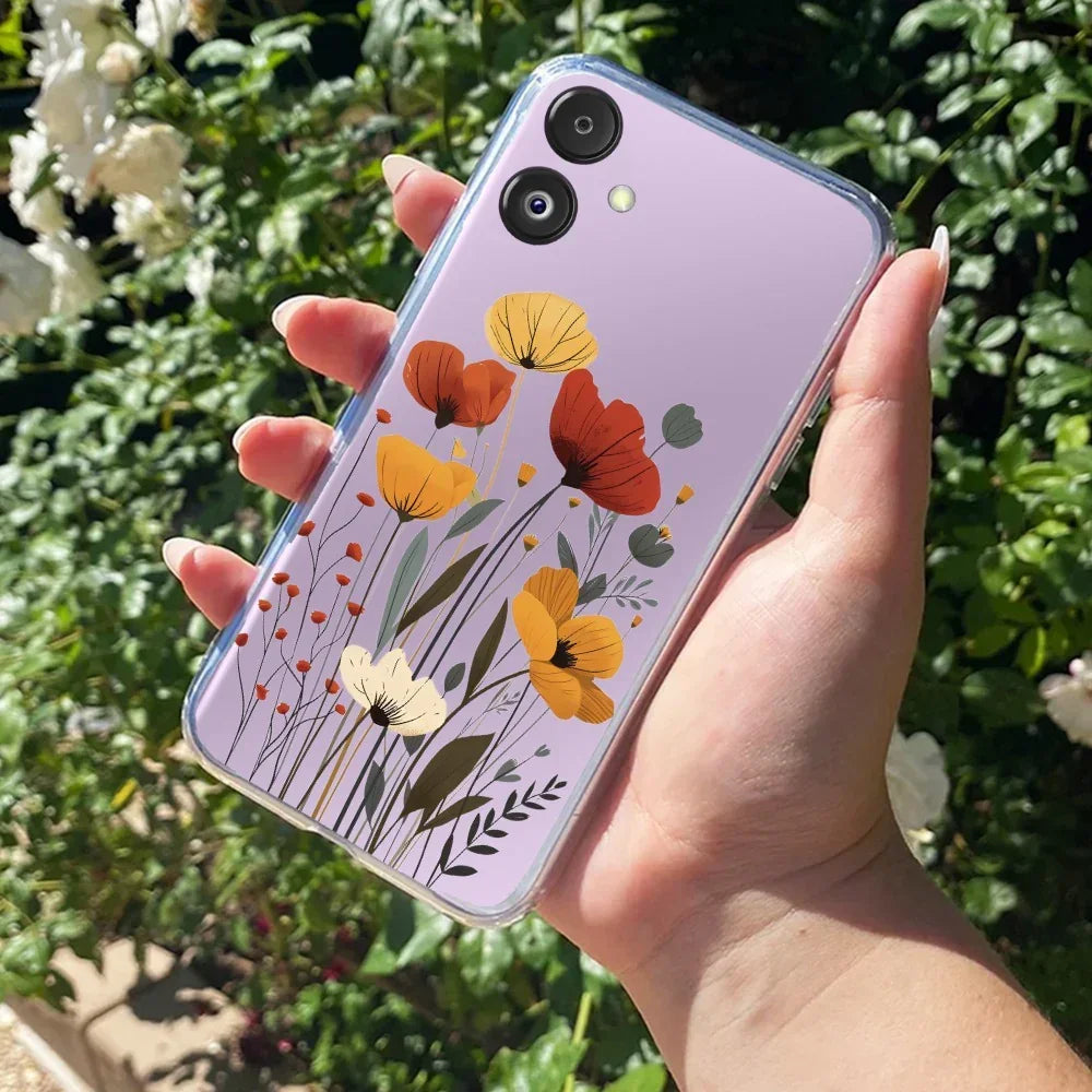 Vintage Wildflower Transparent Silicon Case For Samsung