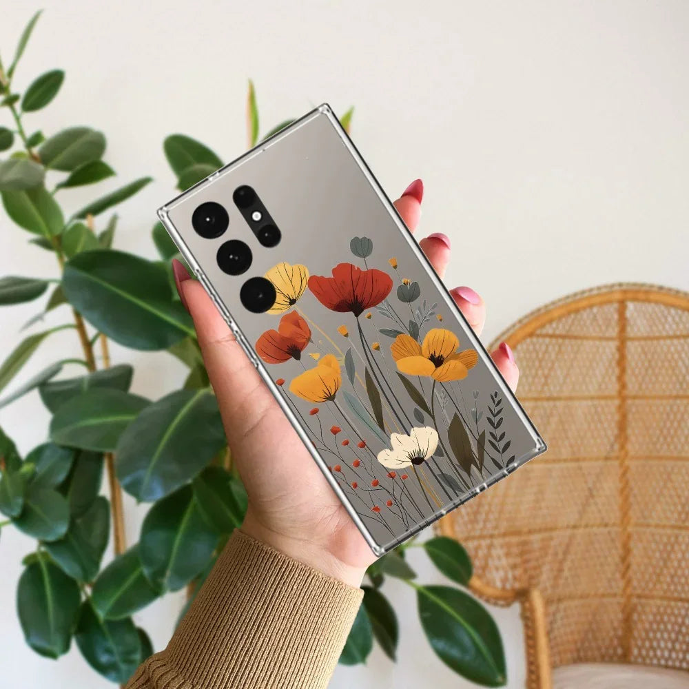 Vintage Wildflower Transparent Silicon Case For Samsung Galaxy A13 4G