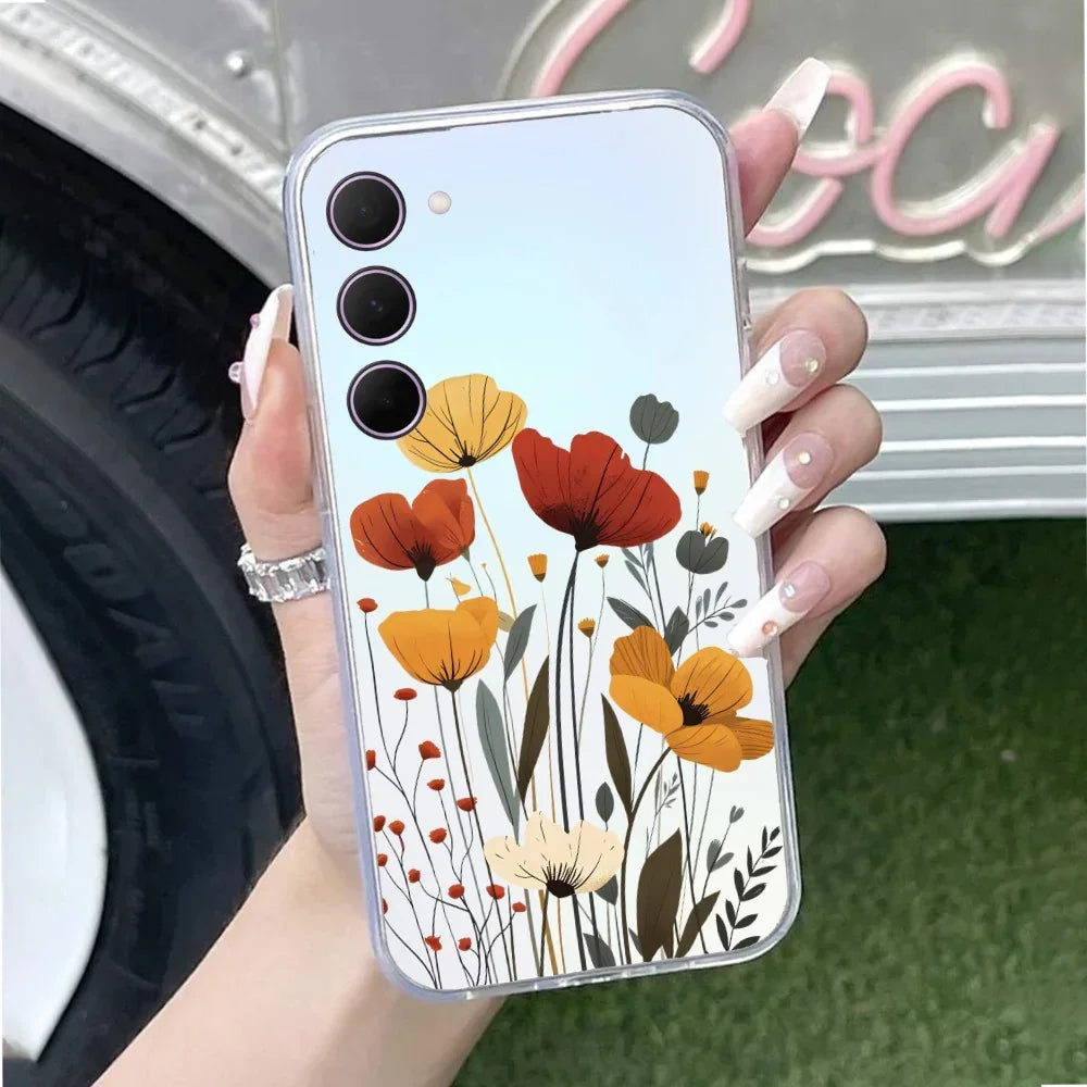 Vintage Wildflower Transparent Silicon Case For Samsung