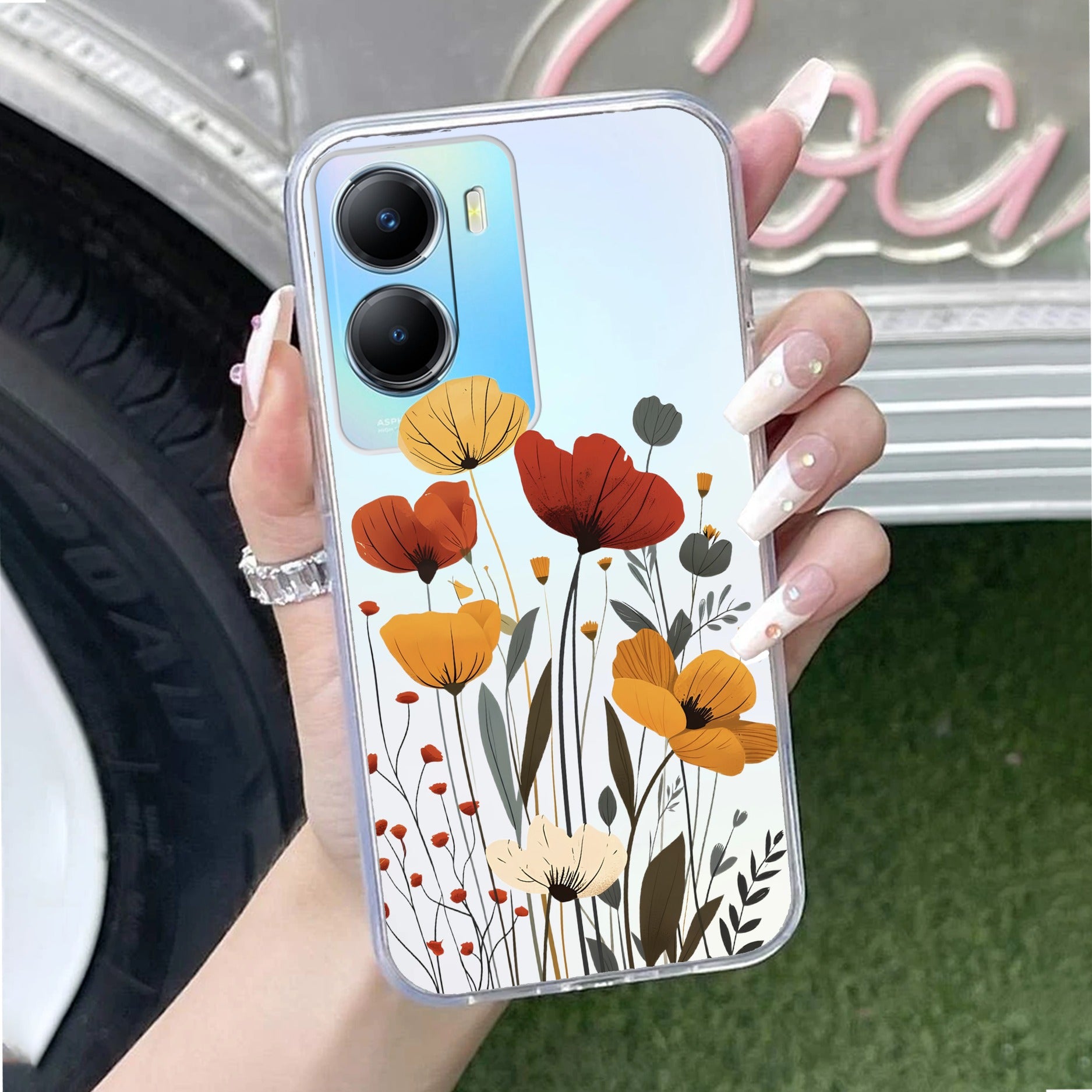 Vintage Wildflower Transparent Silicon Case For Vivo X90 Pro 5G