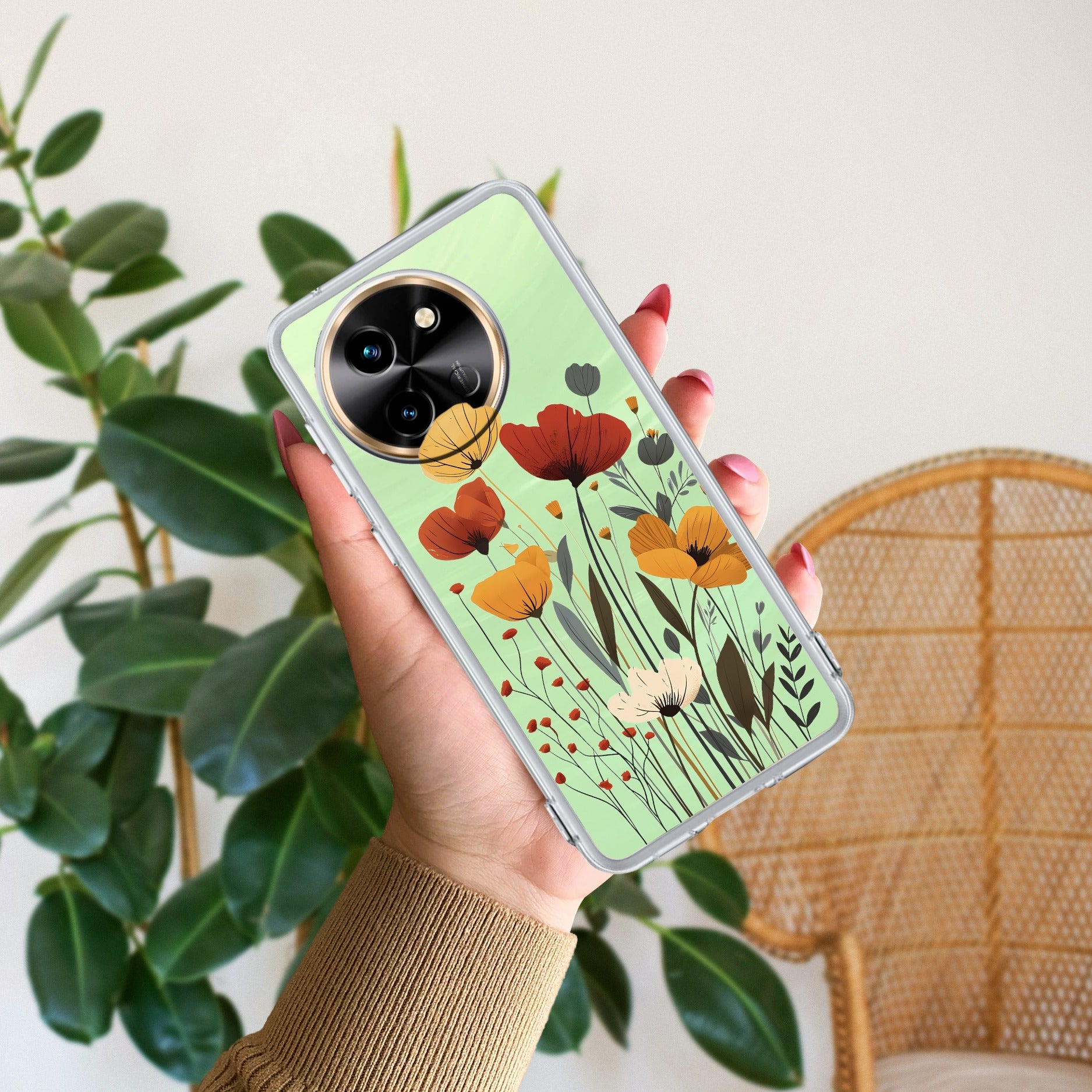 Vintage Wildflower Transparent Silicon Case For Vivo T3X 5G