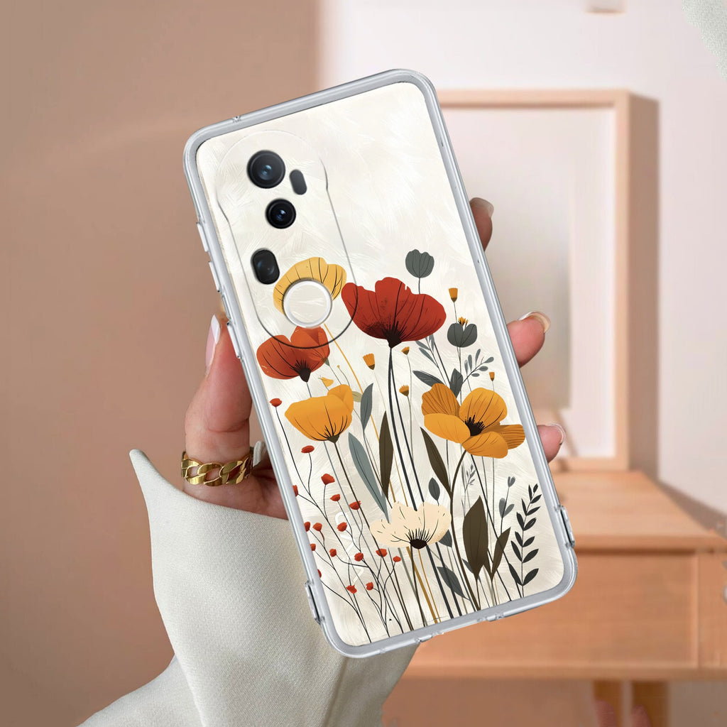 Vintage Wildflower Transparent Silicon Case For Vivo T2 Pro 5G