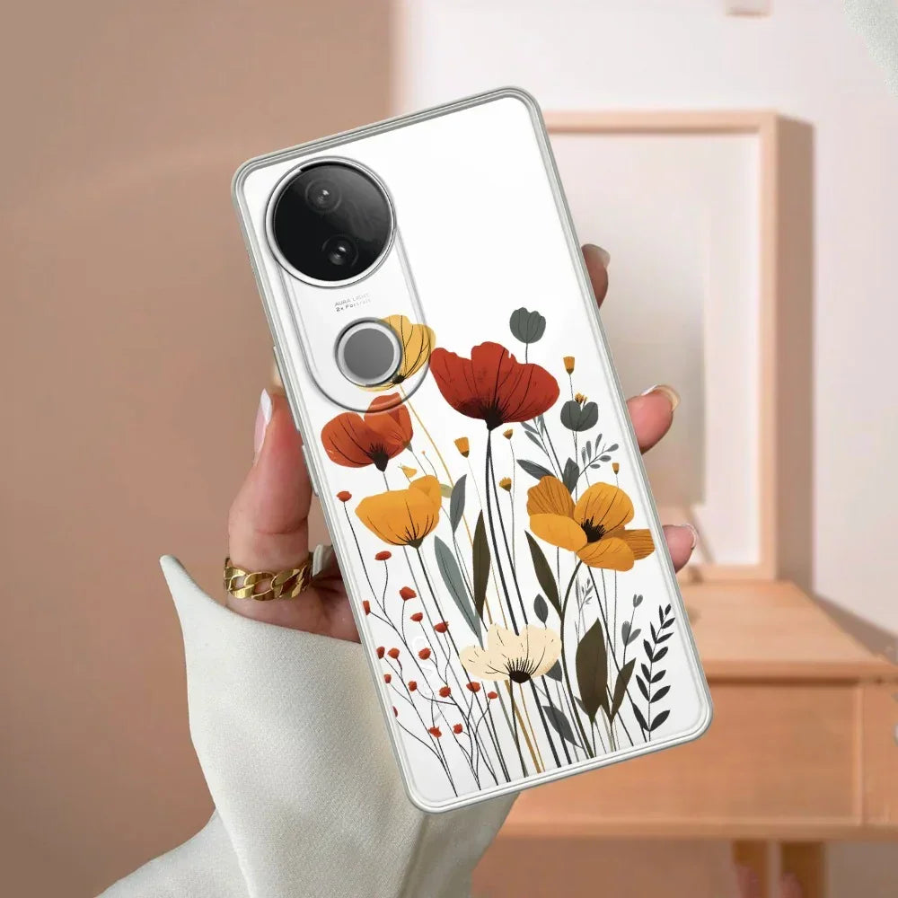 Vintage Wildflower Transparent Silicon Case For Vivo Y18 / Y18i