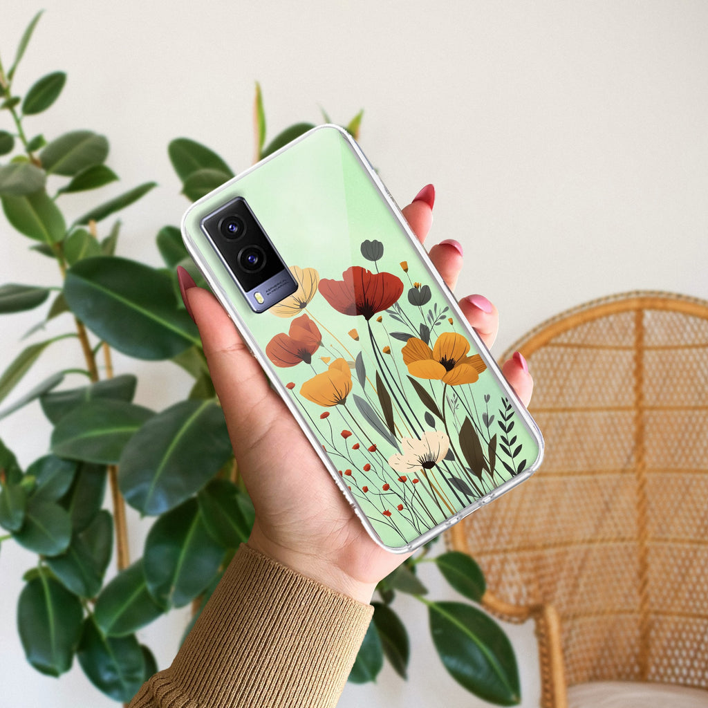 Vintage Wildflower Transparent Silicon Case For Vivo V21e 5G