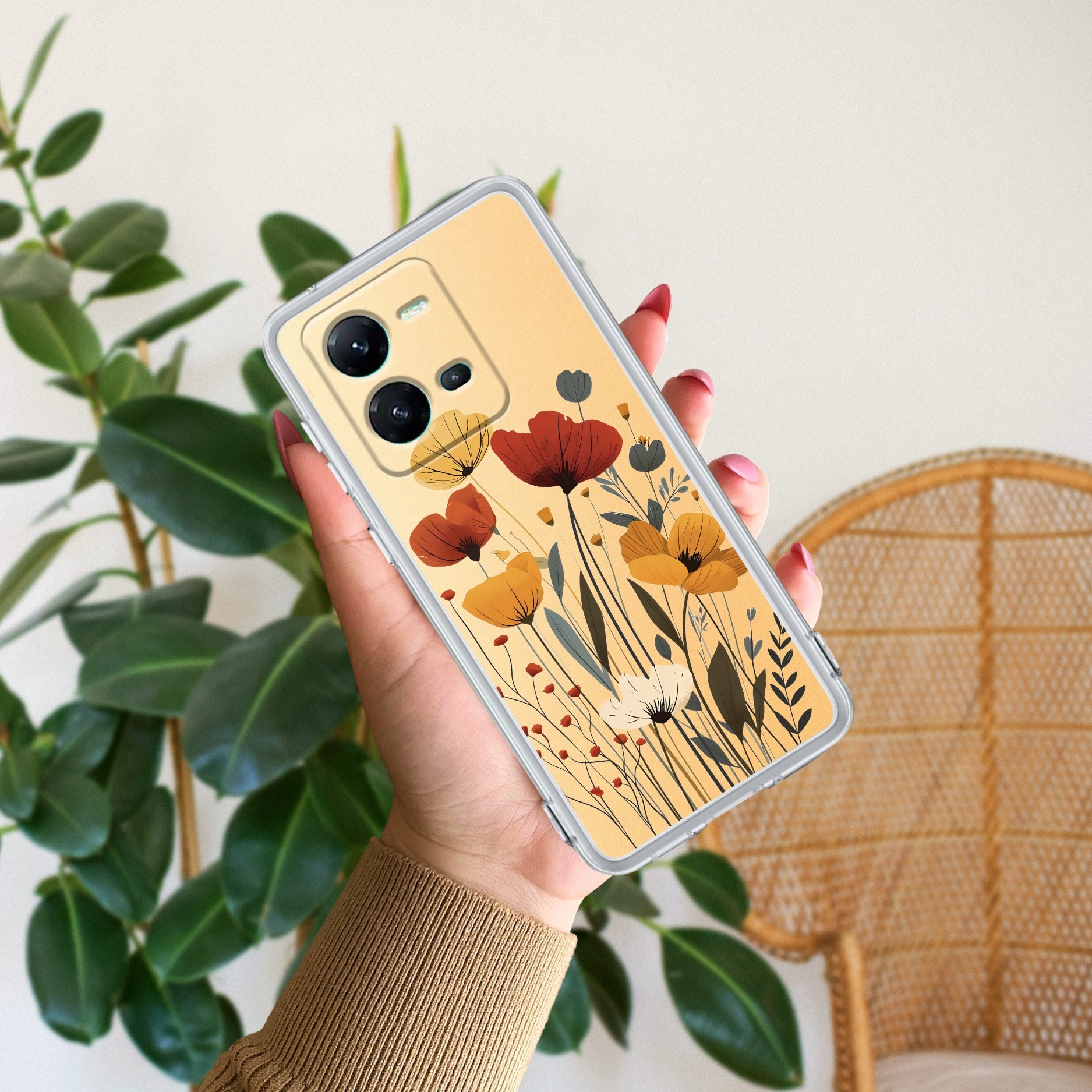 Vintage Wildflower Transparent Silicon Case For Vivo Y19e