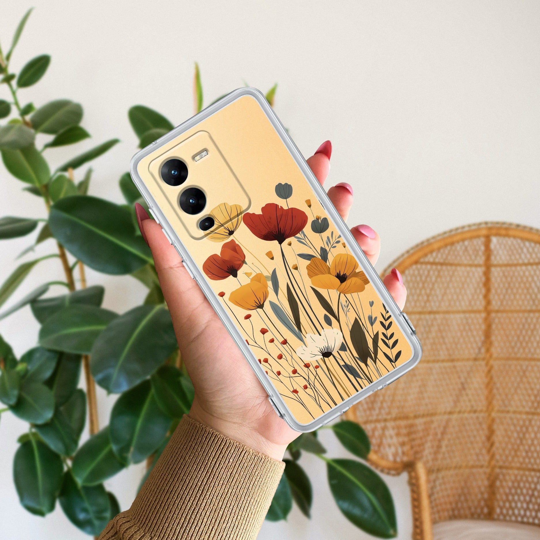 Vintage Wildflower Anti Yellow Case For Vivo V25 Pro 5G