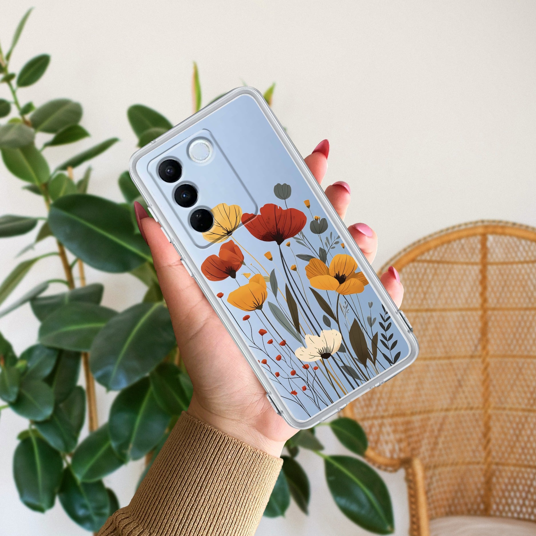 Vintage Wildflower Anti Yellow Case For Vivo V27 Pro 5G