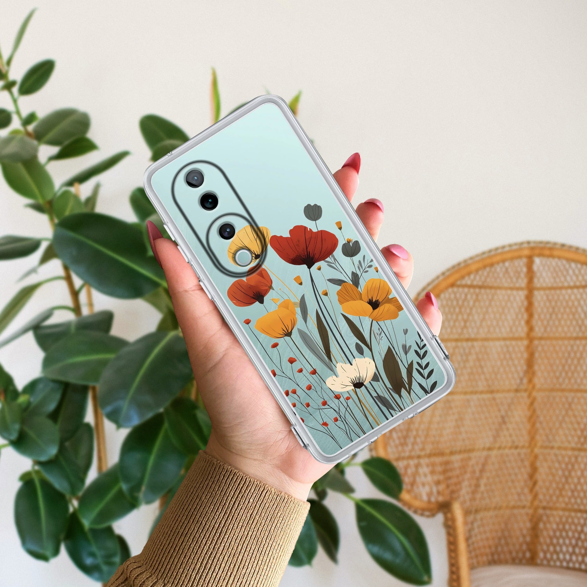 Vintage Wildflower Transparent Silicon Case For Vivo V40 5G