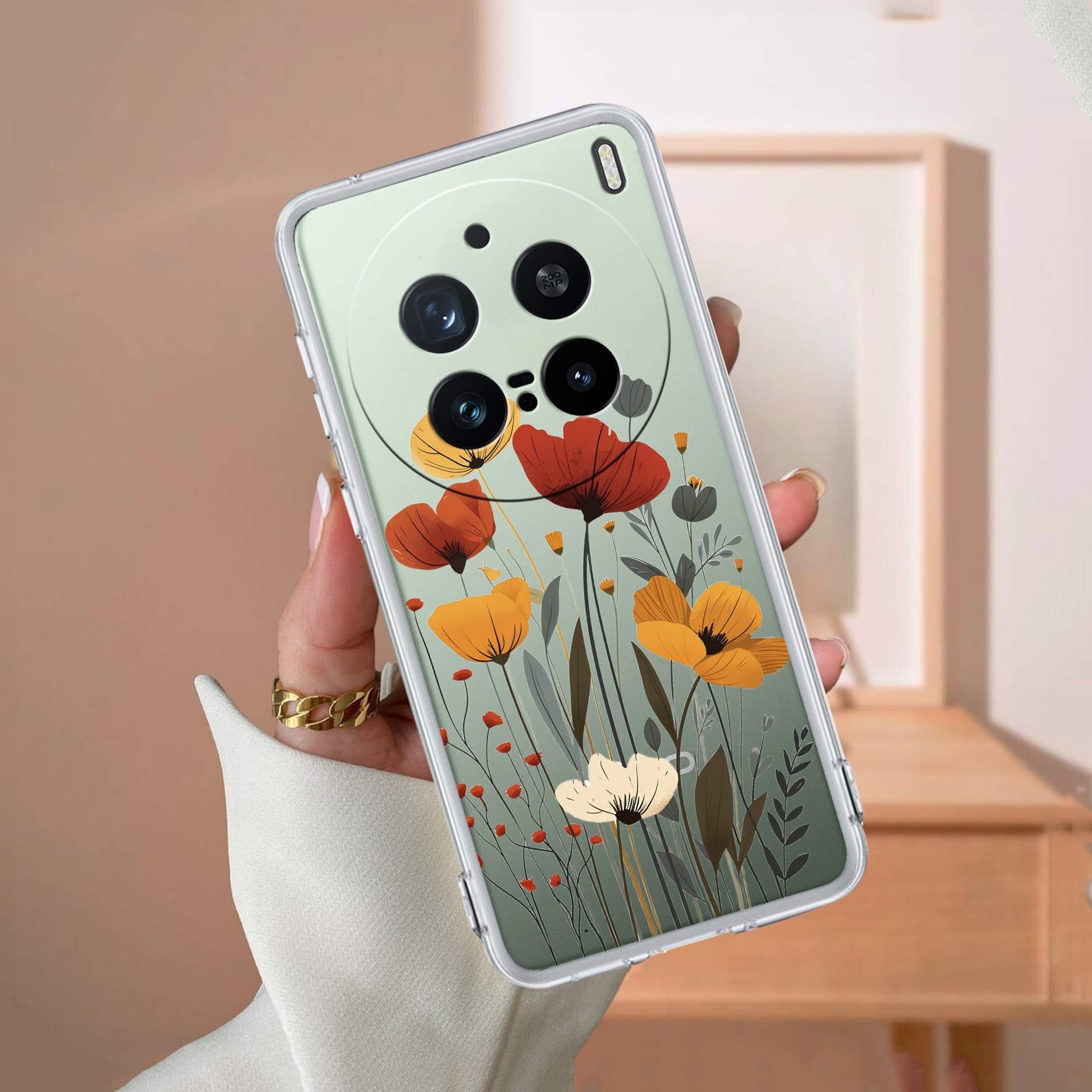 Vintage Wildflower Transparent Silicon Case For Vivo X200 Pro 5G