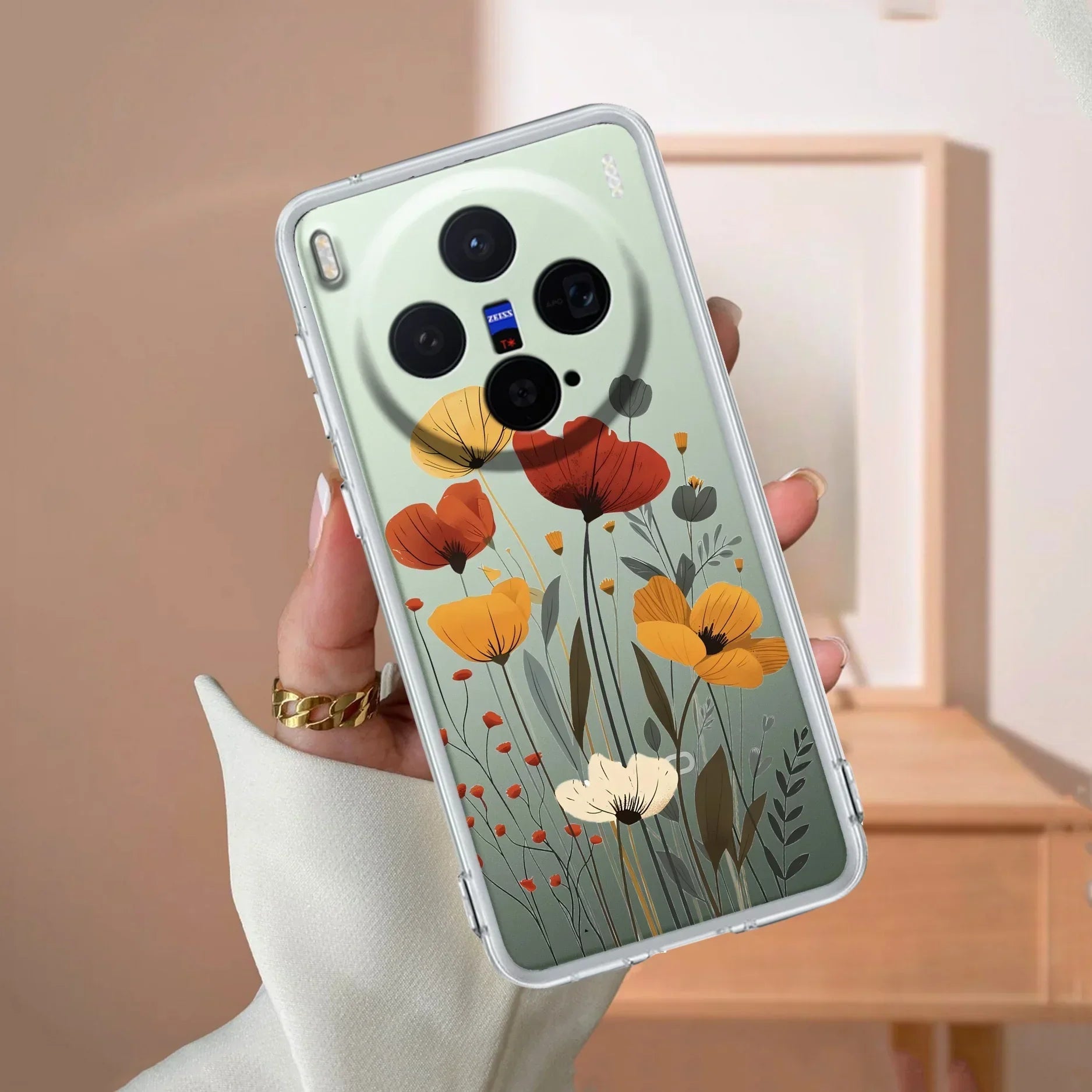 Vintage Wildflower Transparent Silicon Case For Vivo V23 5G