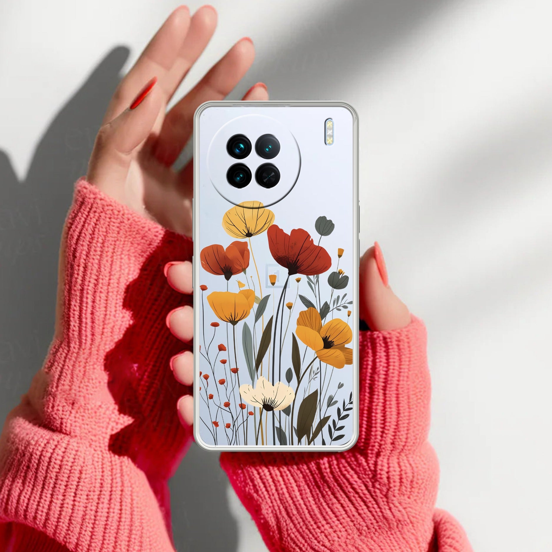 Vintage Wildflower Transparent Silicon Case For Vivo X90 5G