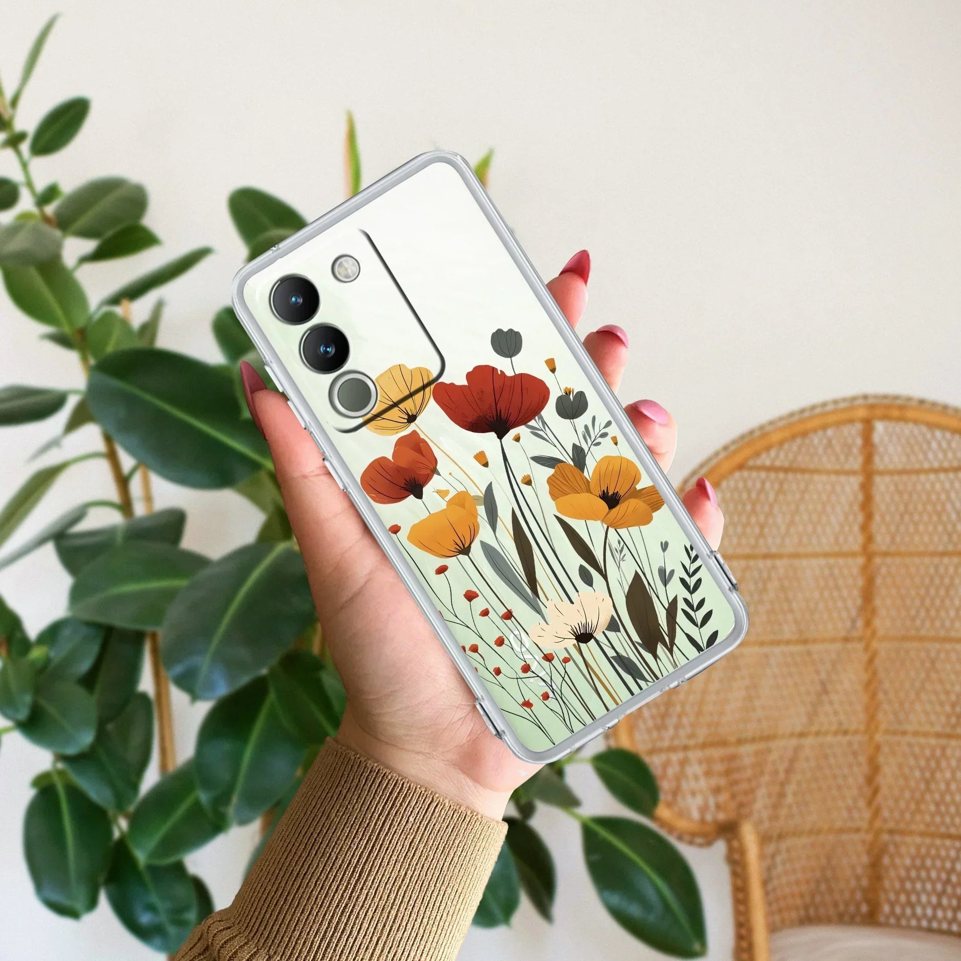 Vintage Wildflower Transparent Silicon Case For Vivo V20 SE