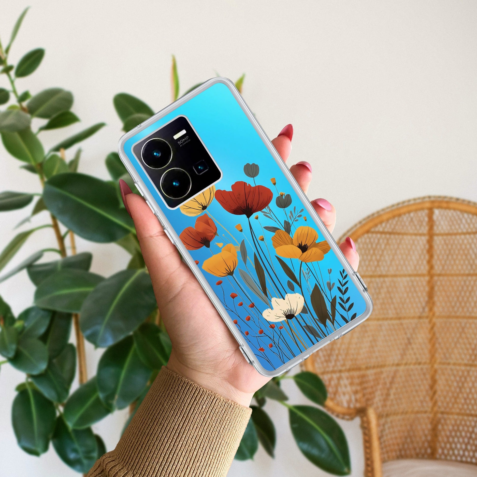 Vintage Wildflower Anti Yellow Case For Vivo Y35