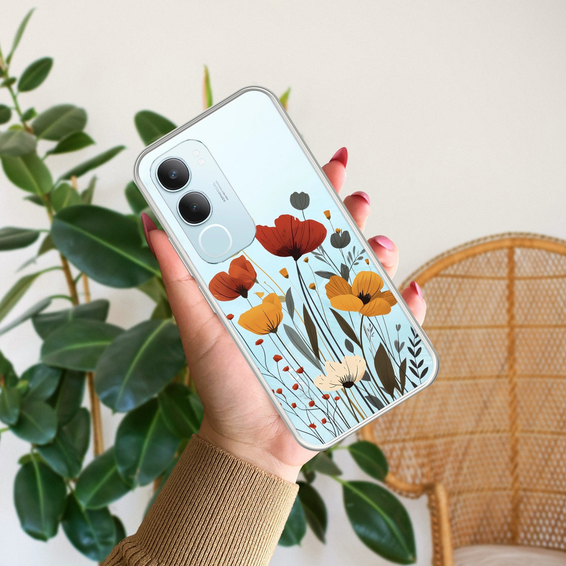 Vintage Wildflower Transparent Silicon Case For Vivo Y29 5G