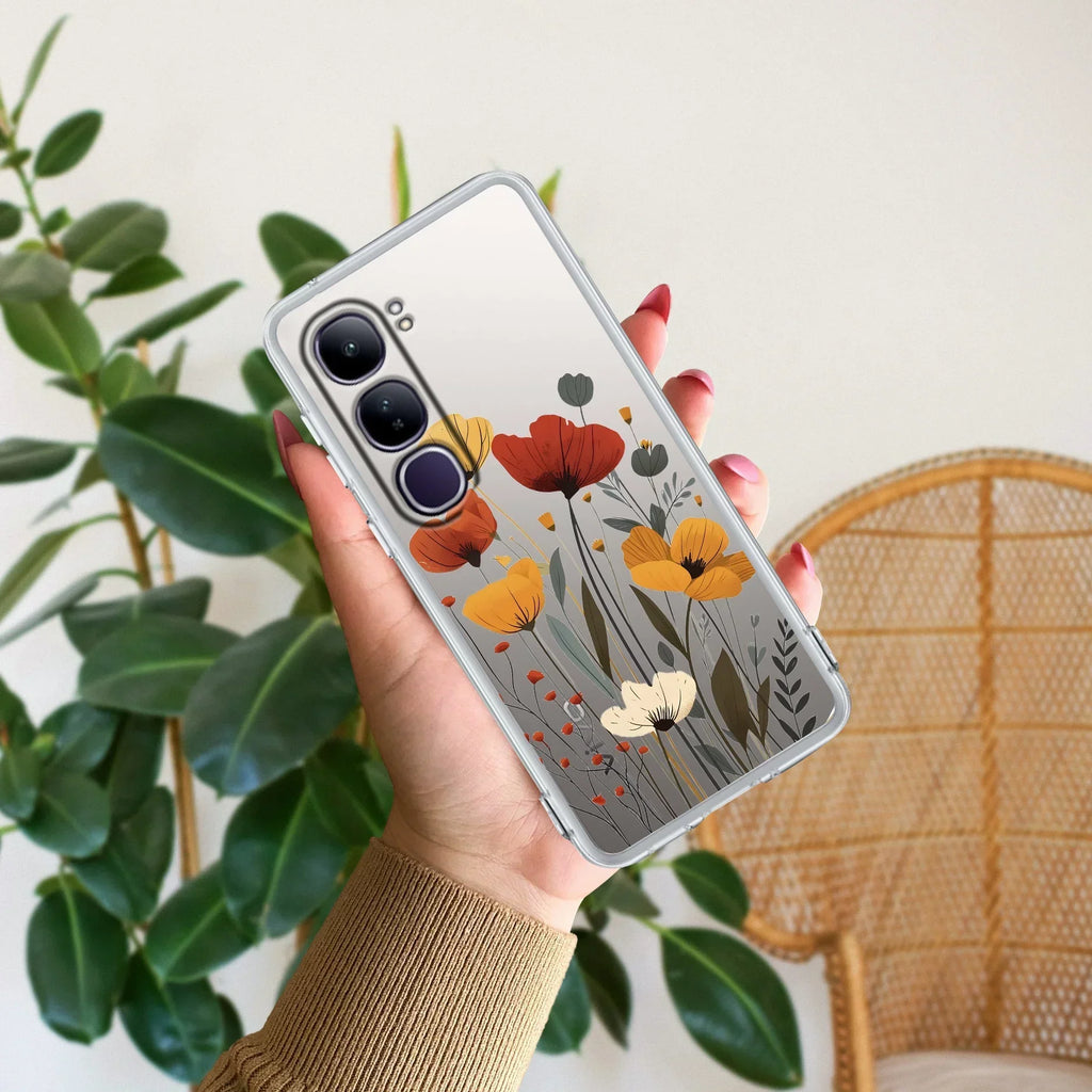 Vintage Wildflower Transparent Silicon Case For Vivo Y300 5G