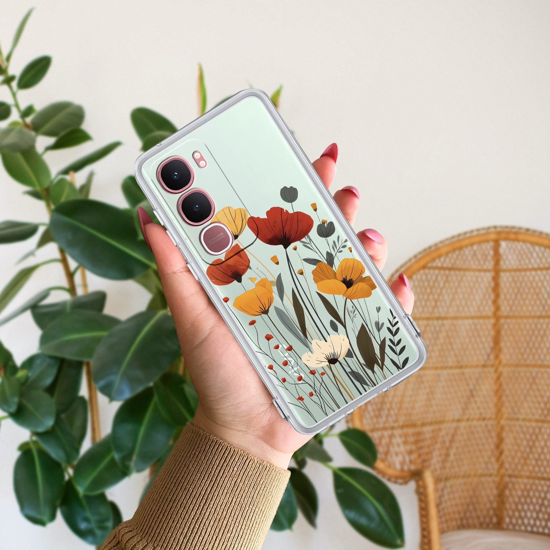 Vintage Wildflower Transparent Silicon Case For Vivo Y31 5G