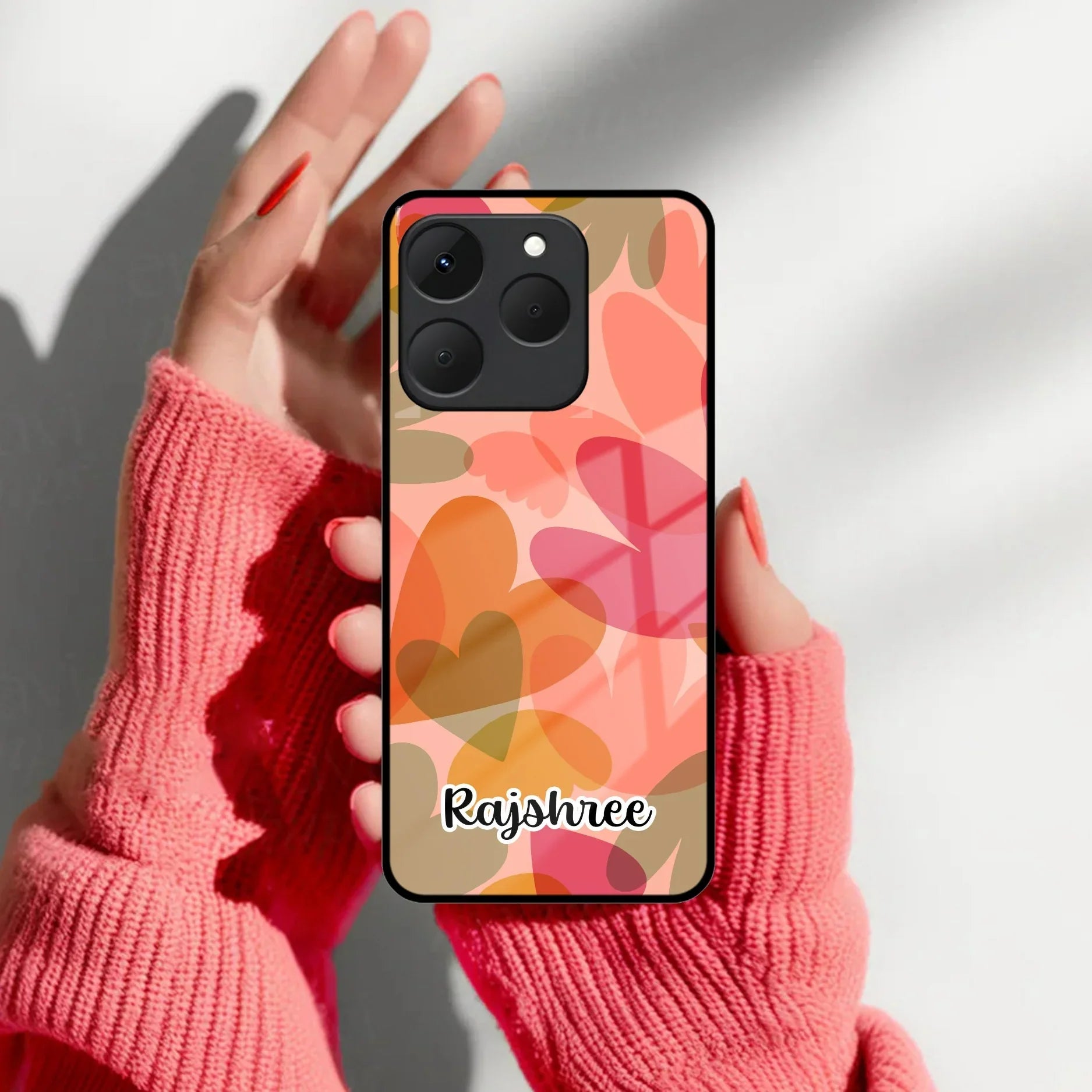 Latte Love Patter Glass Case Cover - Brown For Realme/Narzo