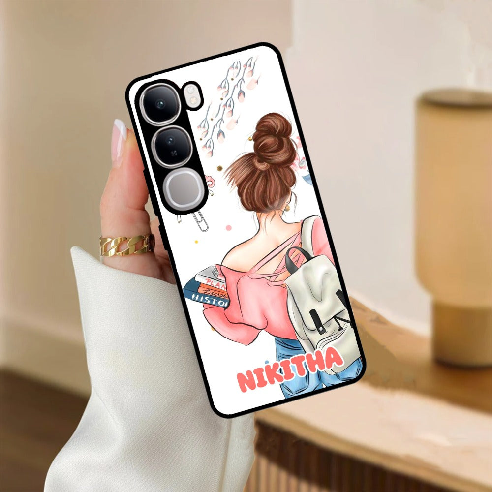 Girl With Book Glossy Metal Case Cover For Vivo