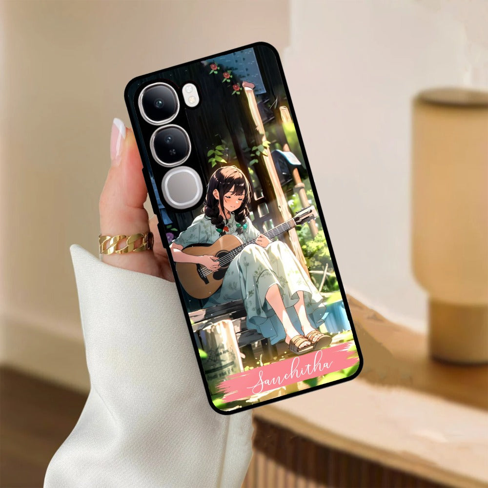 Guitar Girl Glossy Metal Case Cover For Vivo