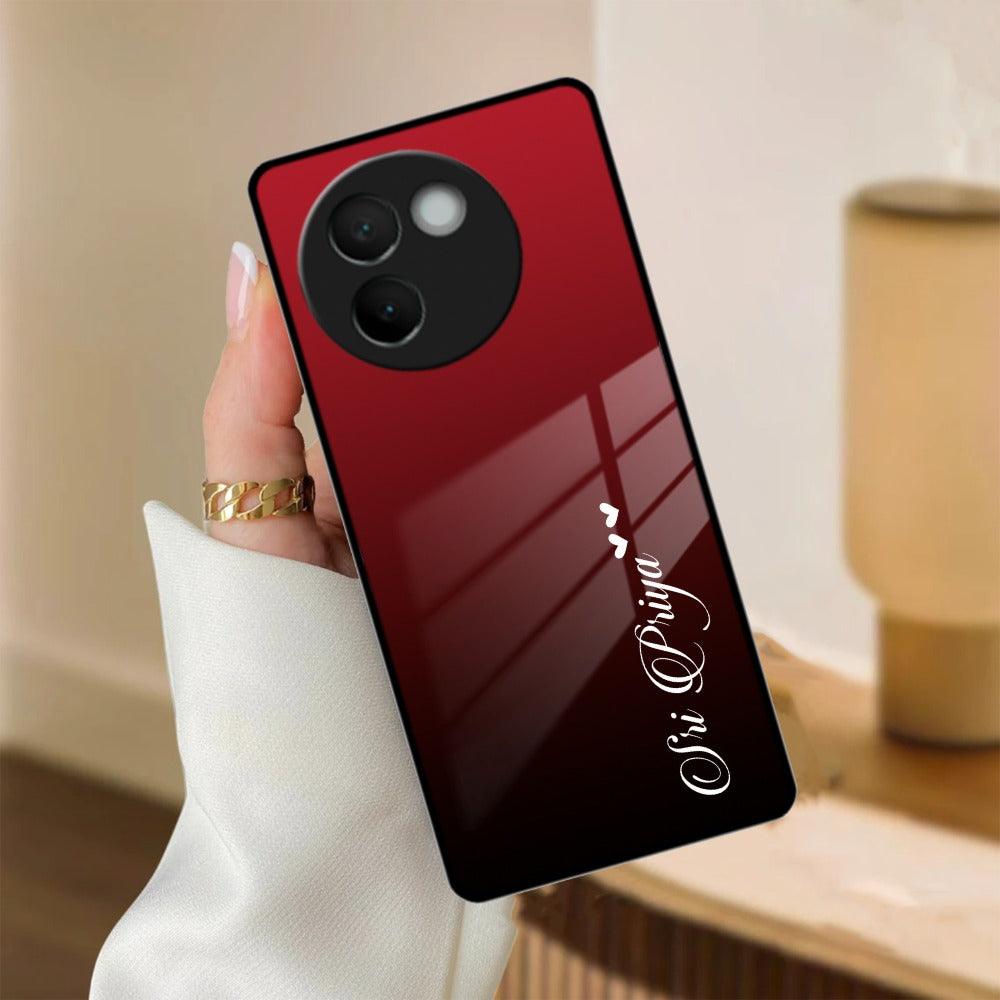 Customize Name Gradient Glass Case Cover Red Wine For Vivo