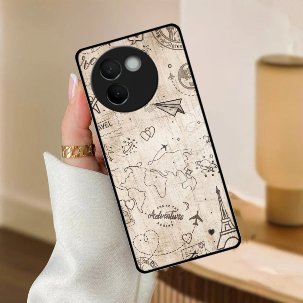 Map Mania Glass Case Cover For Vivo