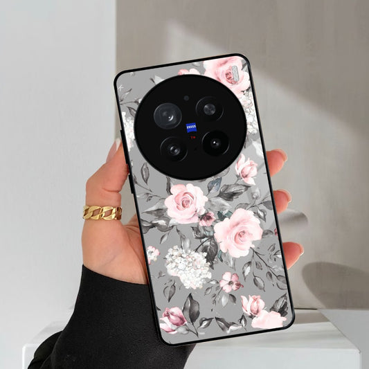 Retro Floral Glossy Metal Case Cover For Vivo