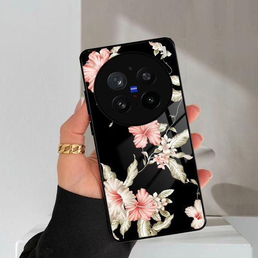 Retro Floral Glossy Metal Case Cover For Vivo