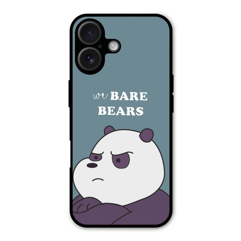 We Bare Bears Blue Glossy Metal Case Cover For iPhone 16 Plus