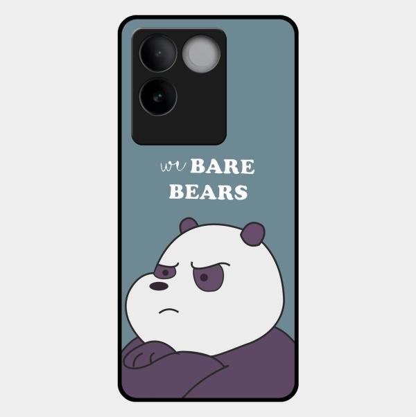 We Bare Bears Blue Glossy Metal Case Cover For Iqoo Z7 Pro 5G