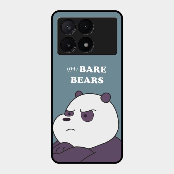 We Bare Bears Blue Glossy Metal Case Cover For Poco X6 Pro 5G