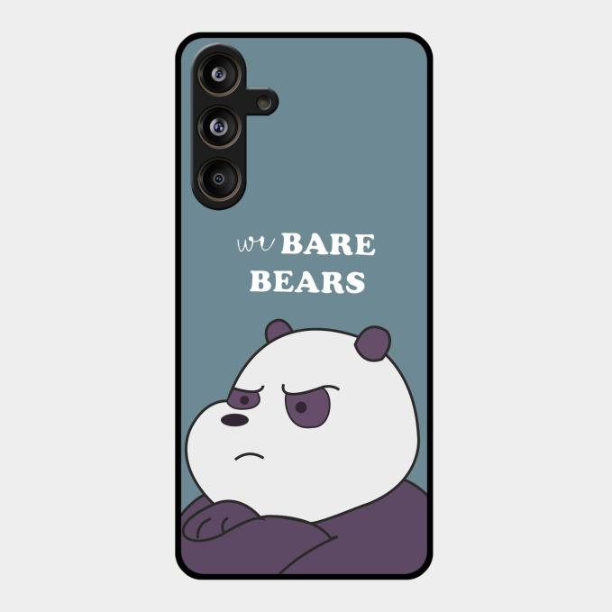 We Bare Bears Blue Glossy Metal Case Cover For Samsung Galaxy M55 5G