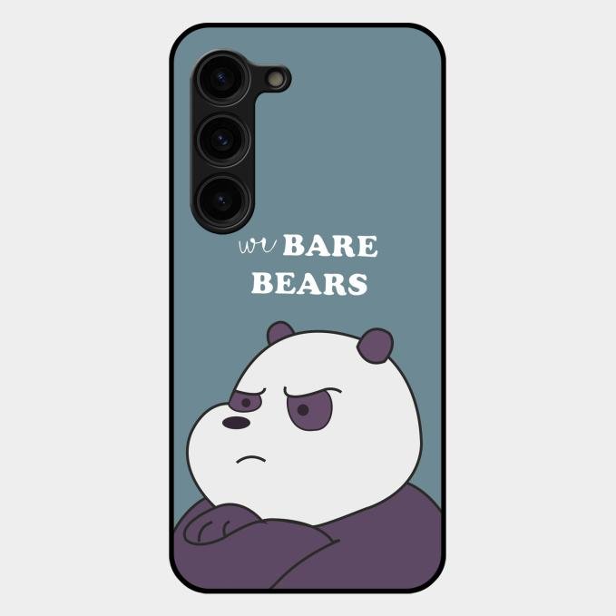We Bare Bears Blue Glossy Metal Case Cover For Samsung Galaxy S23 Plus 5G
