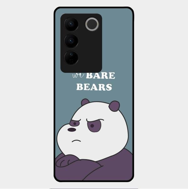 We Bare Bears Blue Glossy Metal Case Cover For Vivo V27 Pro 5G