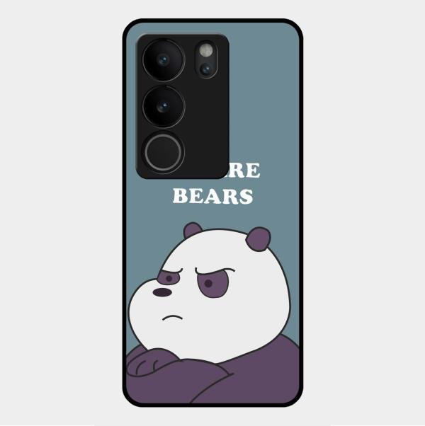 We Bare Bears Blue Glossy Metal Case Cover For Vivo V29 5G