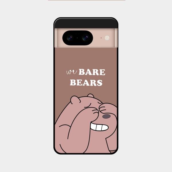 We Bare Bears Brown Glossy Metal Case Cover For Google Pixel 8 5G