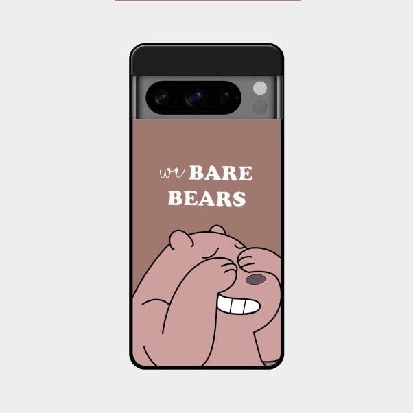 We Bare Bears Brown Glossy Metal Case Cover For Google Pixel 8 Pro 5G