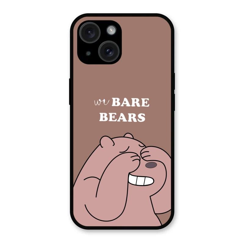 We Bare Bears Brown Glossy Metal Case Cover For iPhone 15 Plus