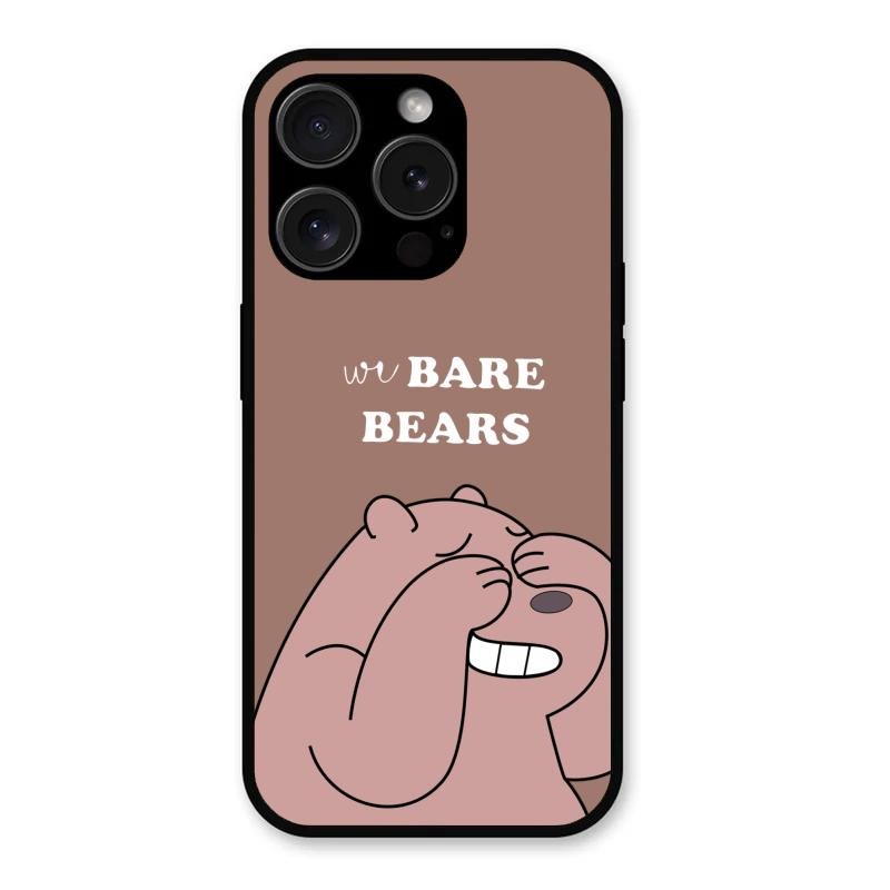 We Bare Bears Brown Glossy Metal Case Cover For iPhone 15 Pro Max